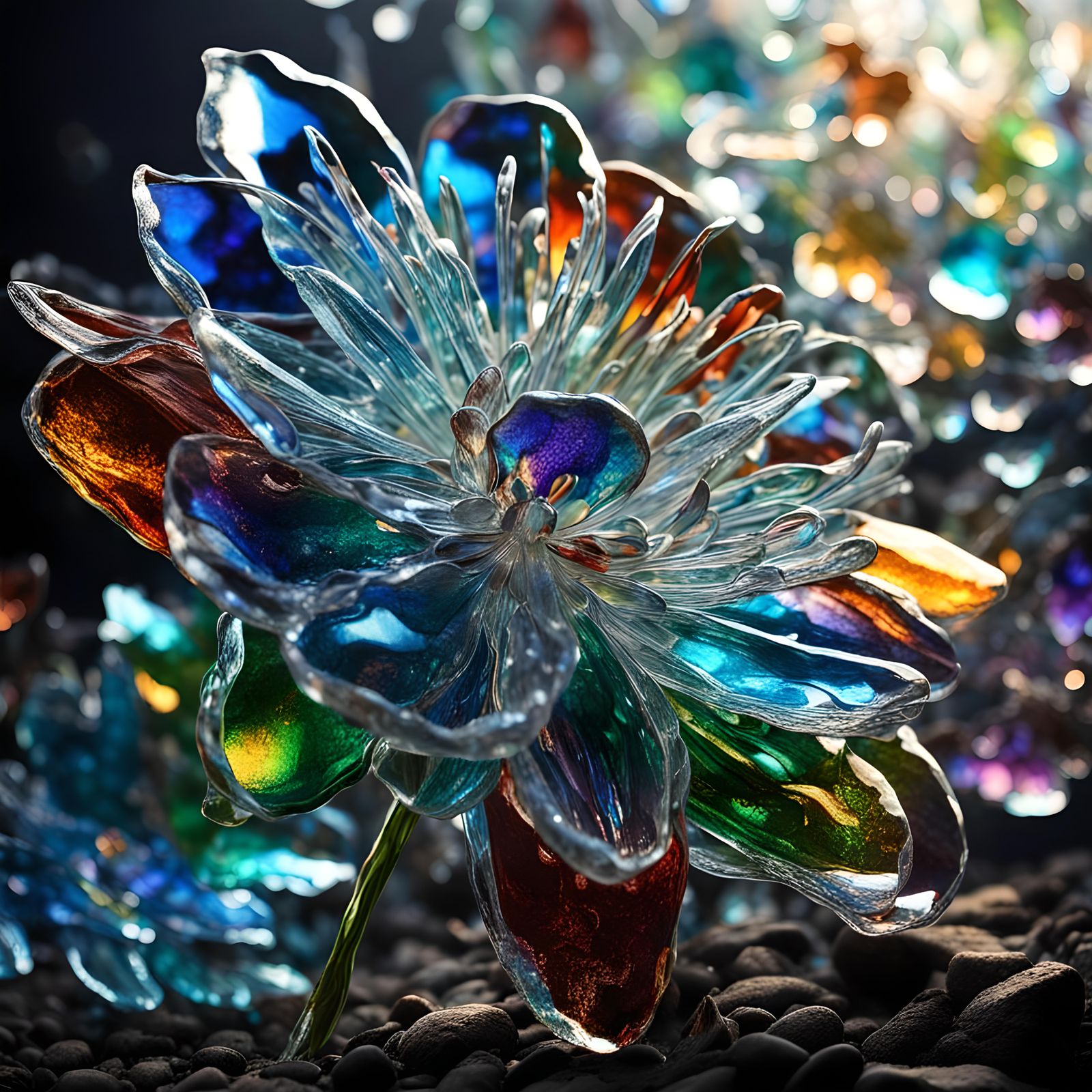 .sparkling glass flowers  by @EB