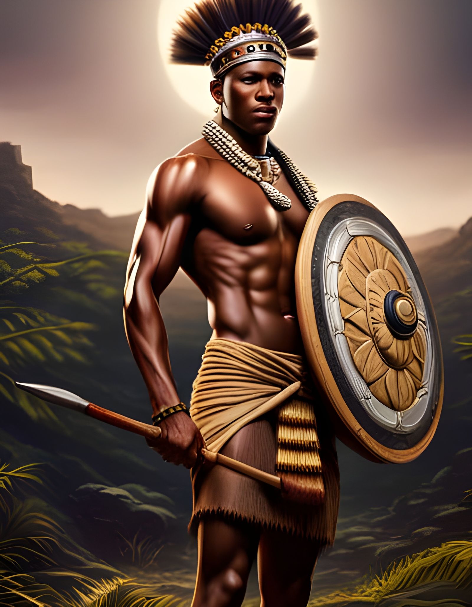 zulu warrior shield and spear