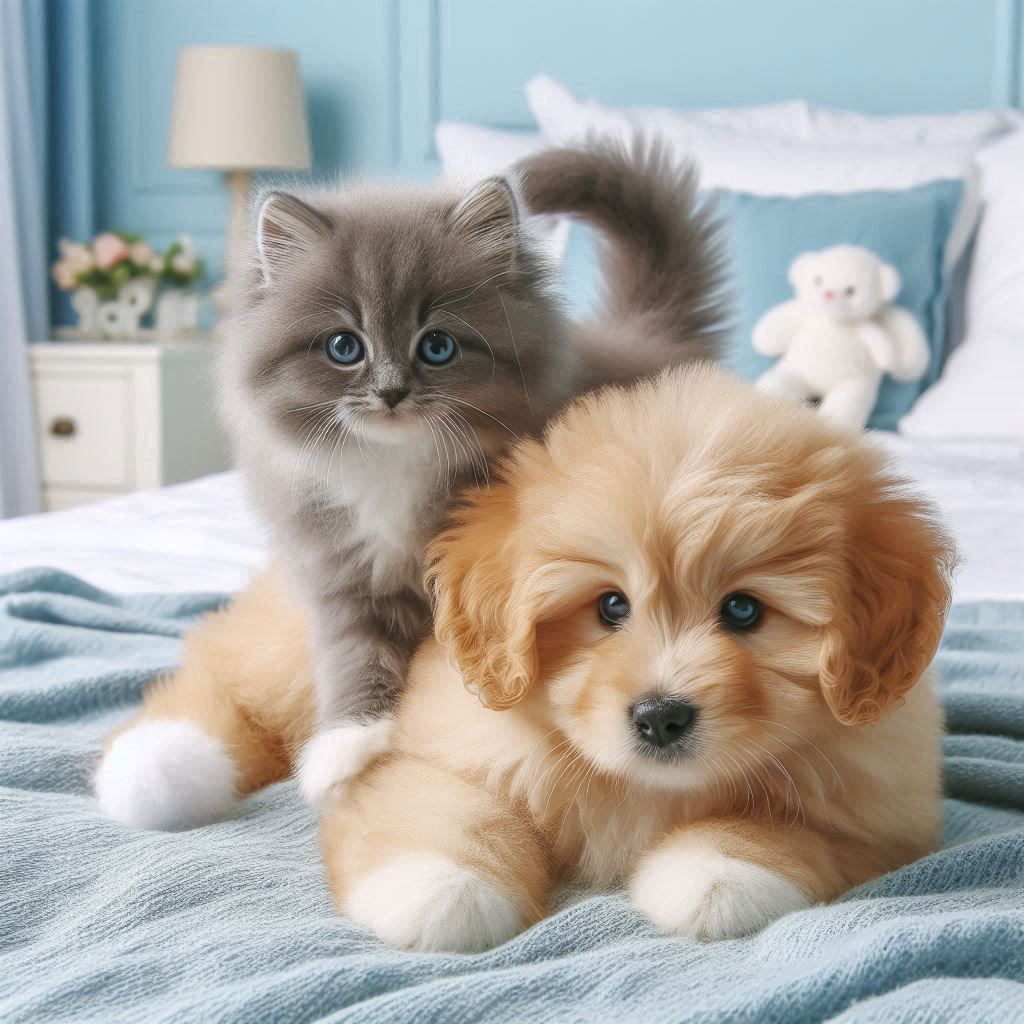 Puppy and kitten