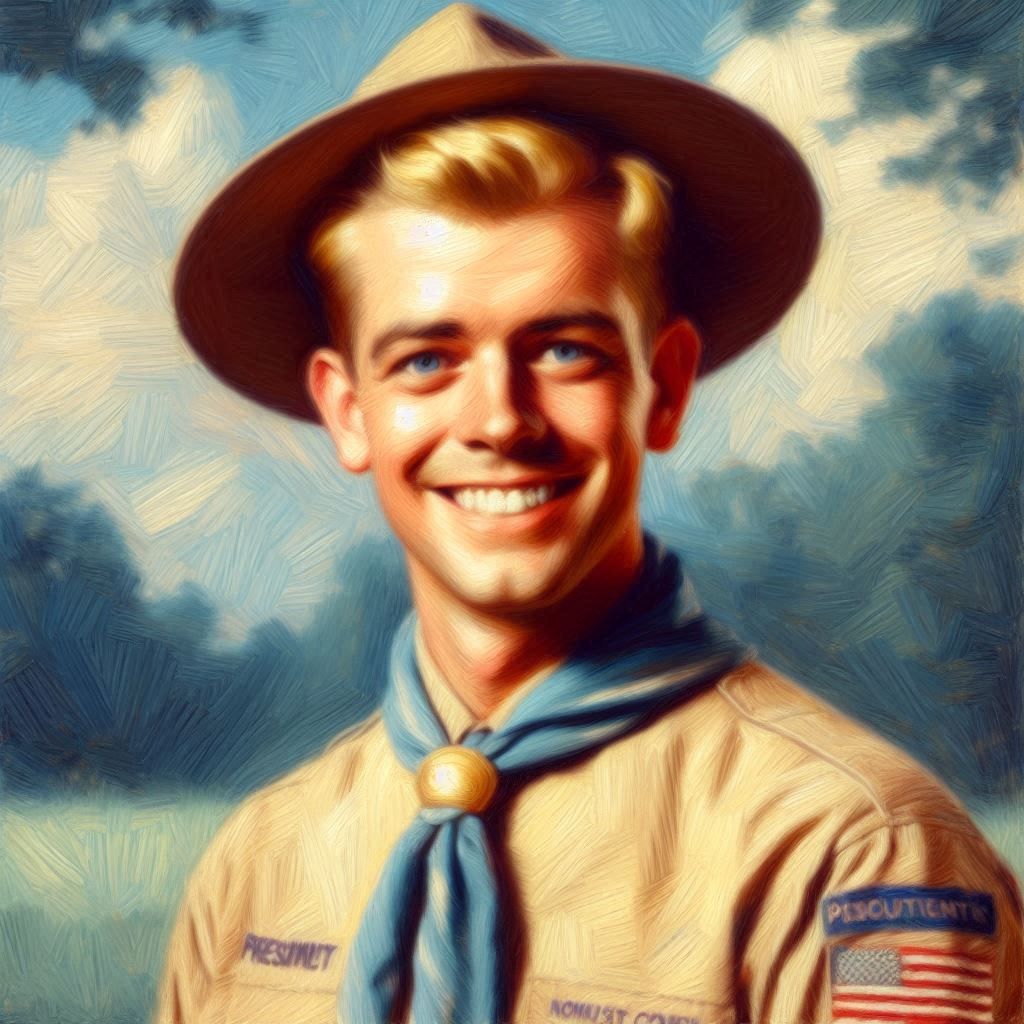 "Scout Master" In the style of Norman Rockwell