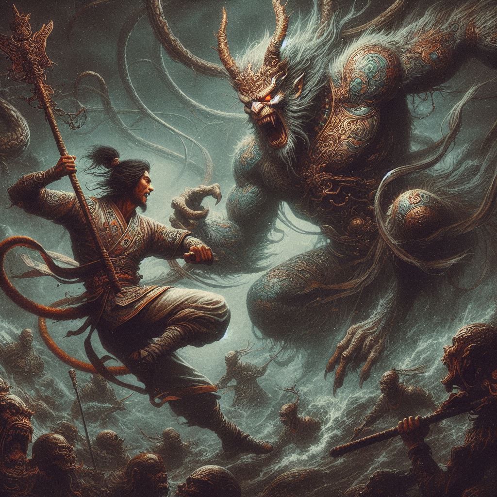 Sun Wukong battling yaoguai