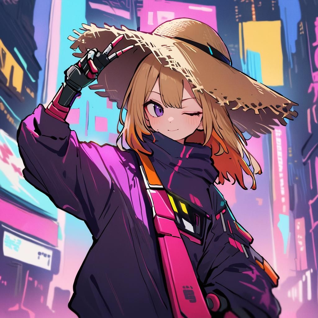 Cyberpunk Girl Portrait with Mechanical Arms