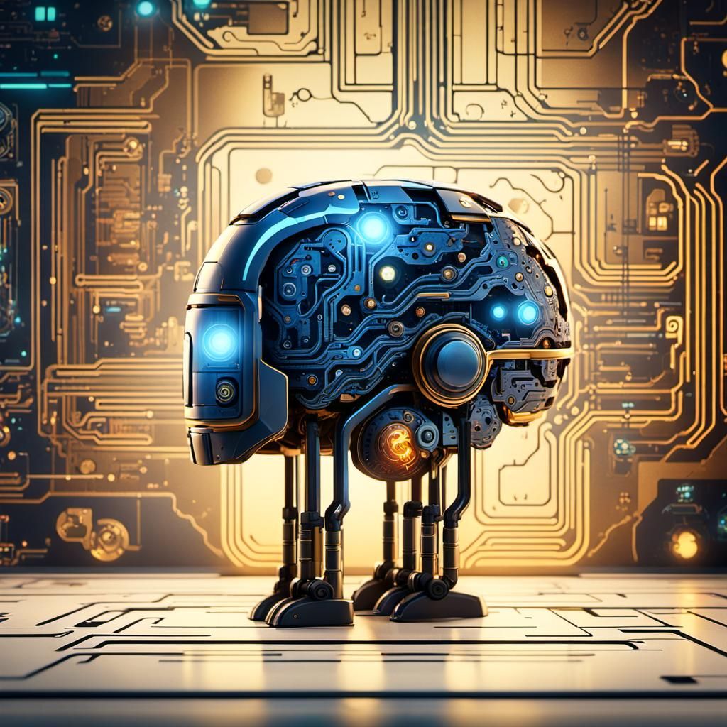 Robotic Brain Processes Data in a Sci-Fi Style