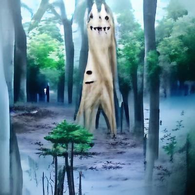 long tall monster in the woods anime