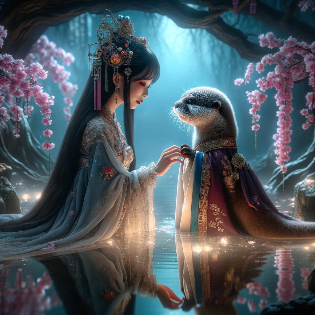 baby otter and Princess