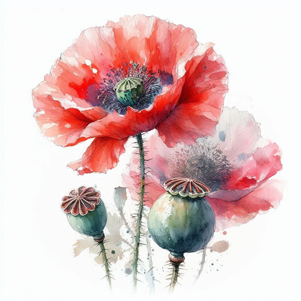 Watercolour Poppy  by @Caroline