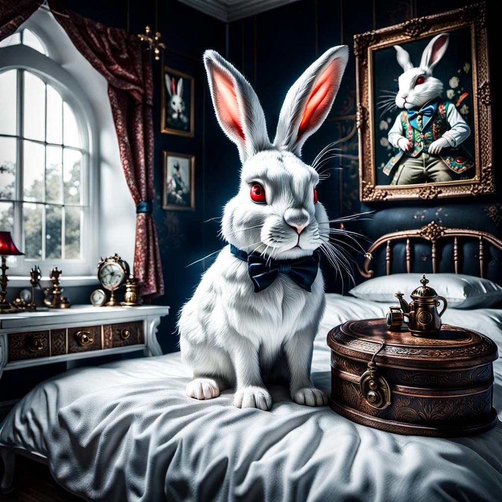 The white rabbit themed bedroom