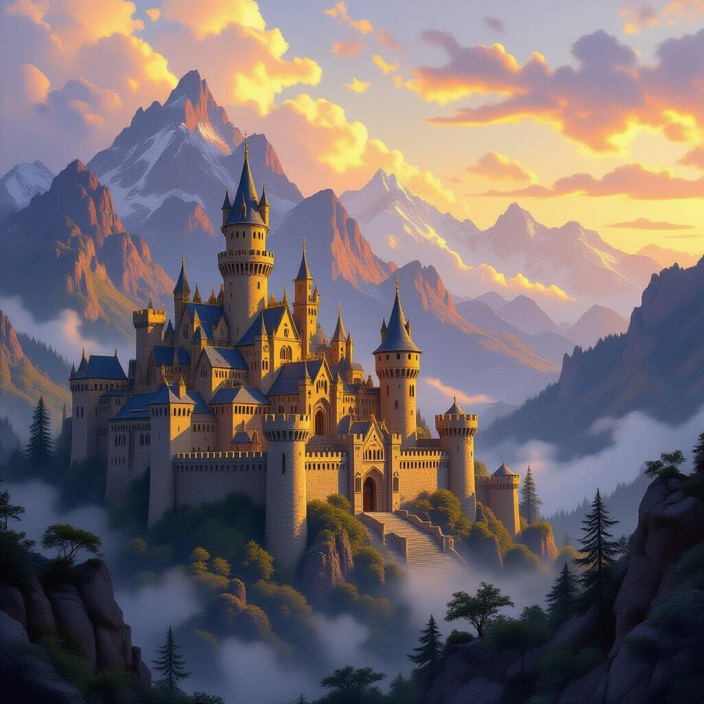Magical Ancient Castles in Epic Matte Painting Landscape