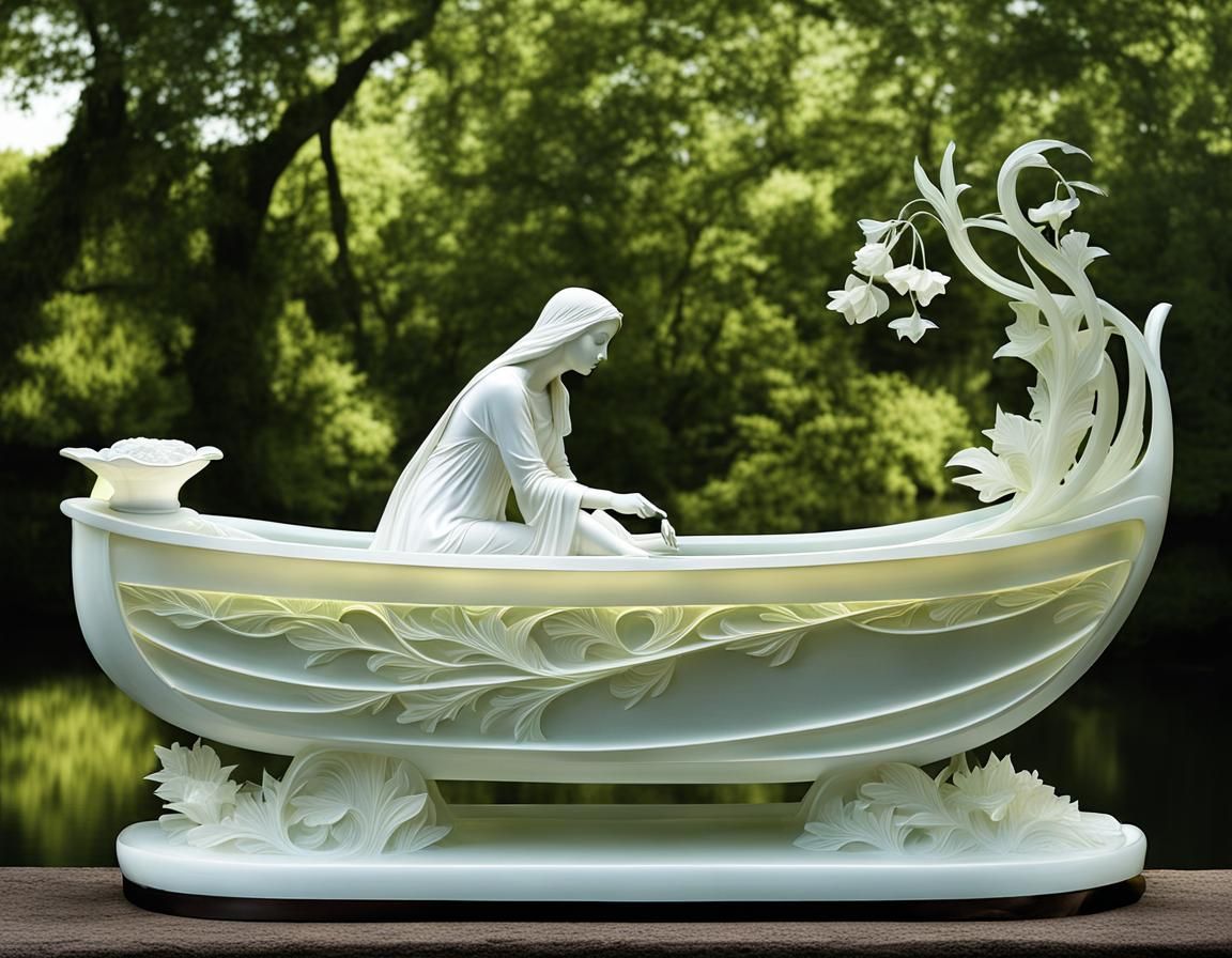 The Lady of Shalott in the style of Rene Lalique