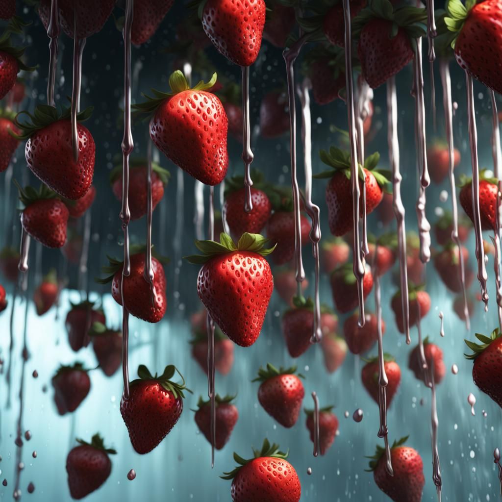 A shower full of strawberries
