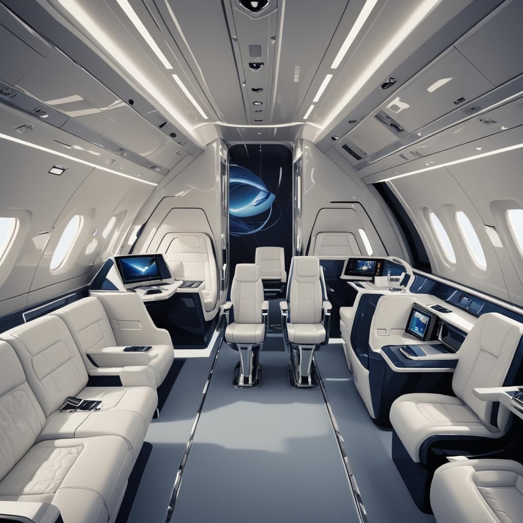 Futuristic Luxury Jet Interior in Digital Art Style