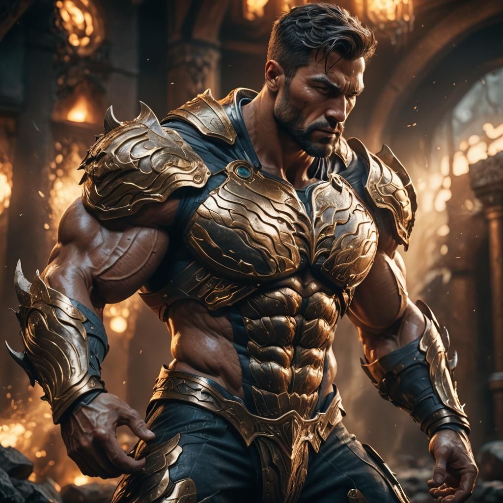 Muscular Figure in Powerful Fantasy Concept Art