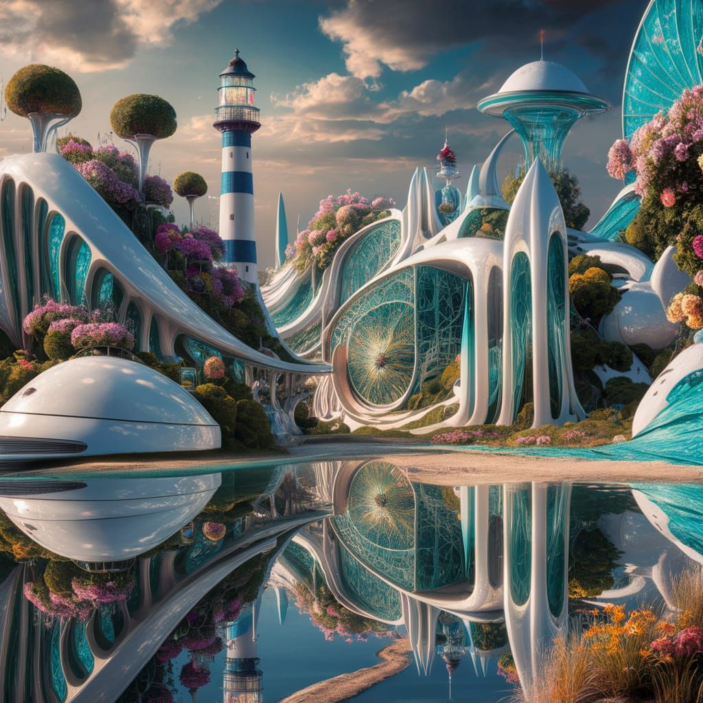 Utopian Futuristic City of Flowers