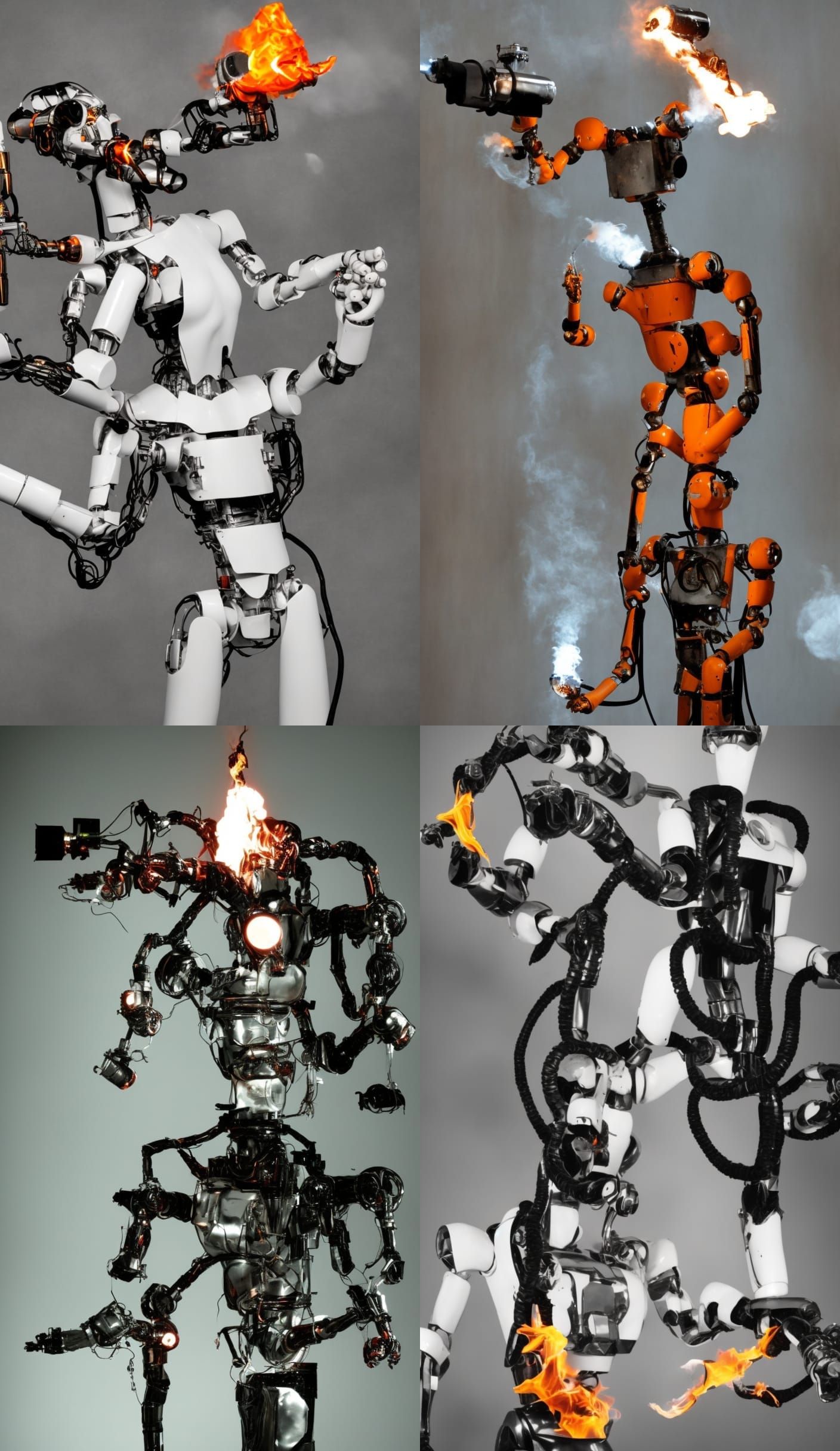 Humanandroid robot with a flamethrower - AI Generated Artwork ...