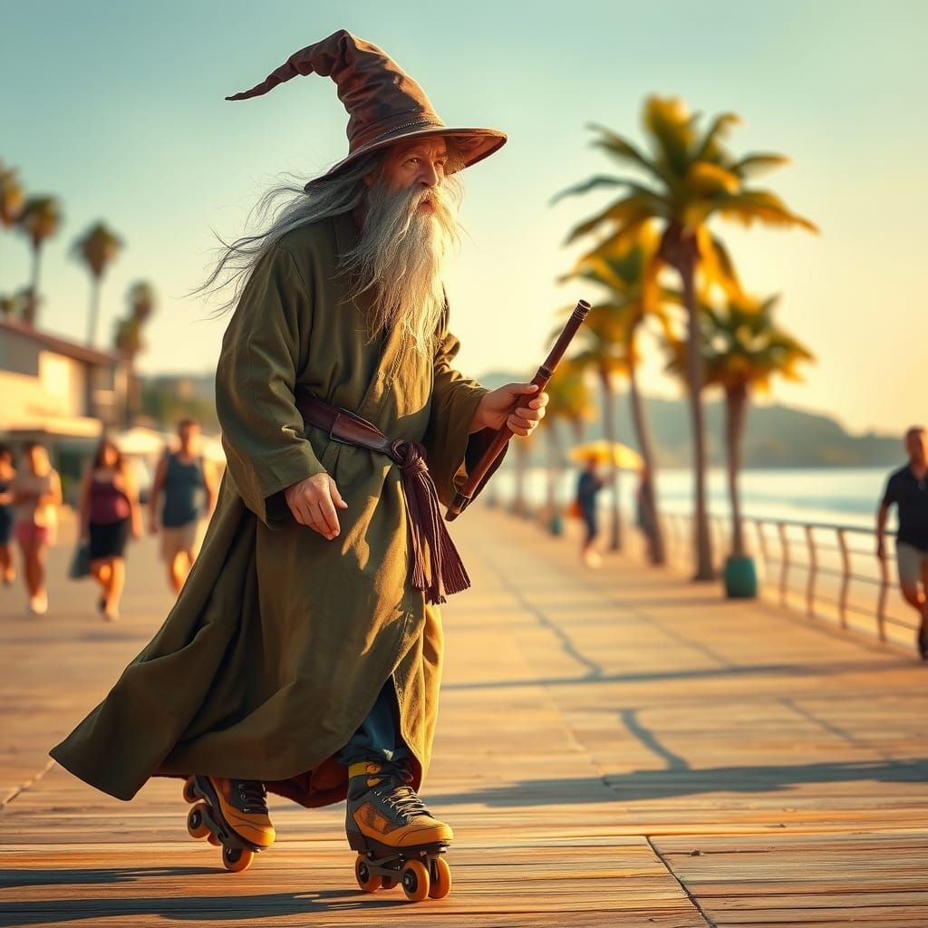 Gandalf on Rollerblades at Bondi Beach