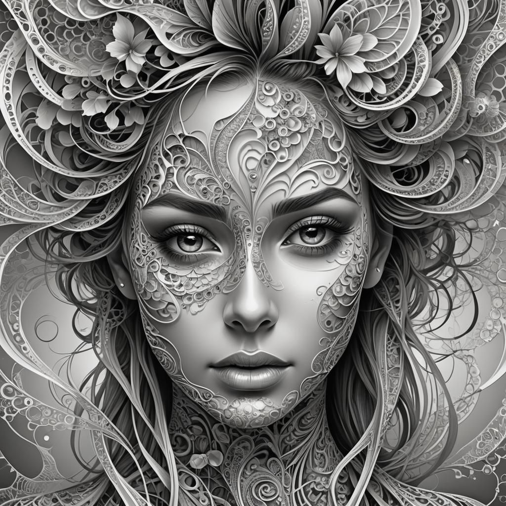 the art of facial engineering with a pencil, a beautiful woman's face ...