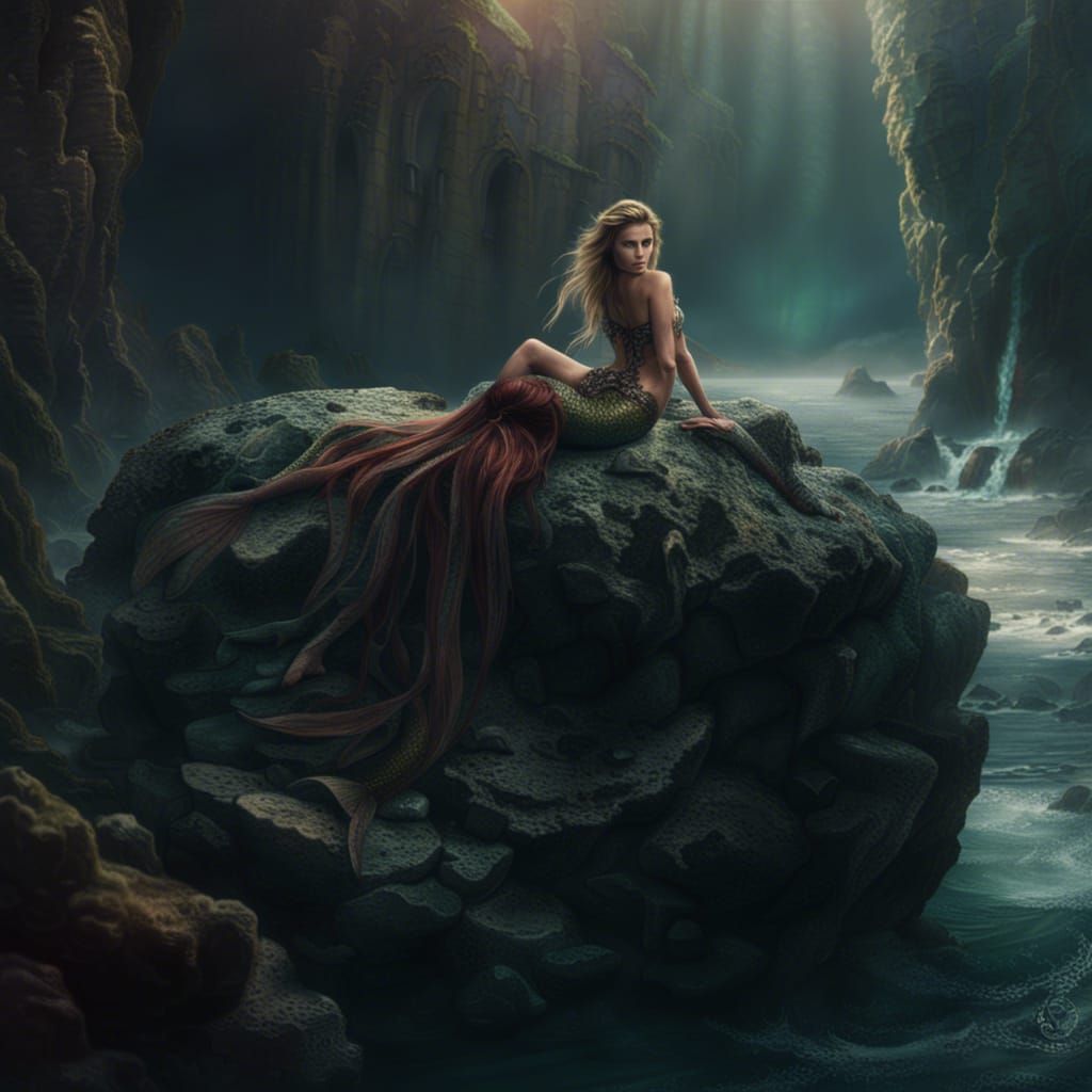 A Mermaid Laying On A Rock - AI Generated Artwork - NightCafe Creator