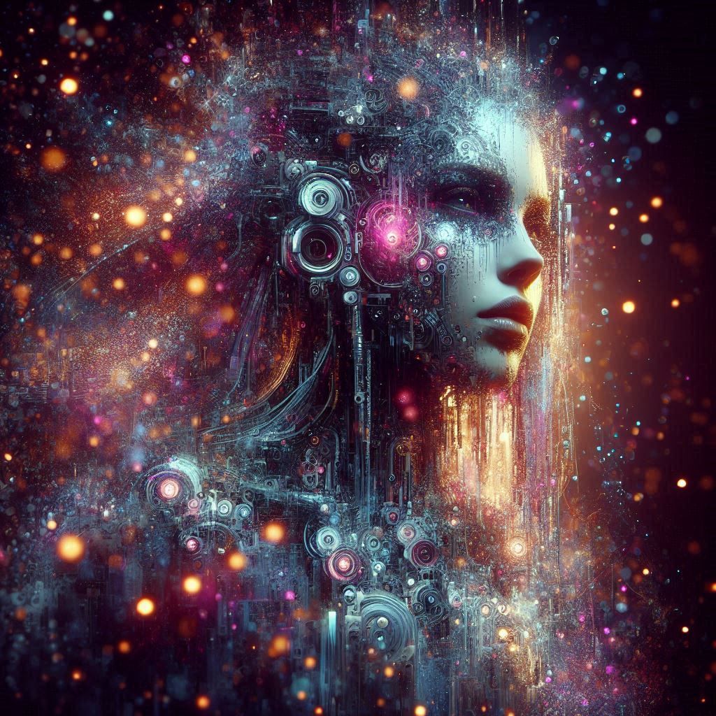 double exposure beautiful fantasy DALL-E 3 portrait landscape..