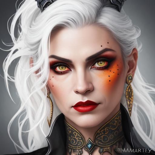 woman fantasy portrait tatooed vampire magician fantasy demo...