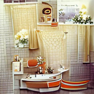 Retro vintage spacious chic bathroom 1975 nostalgia