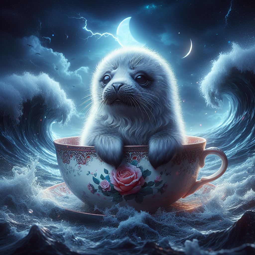 Adrift at sea (seal pup in a teacup)