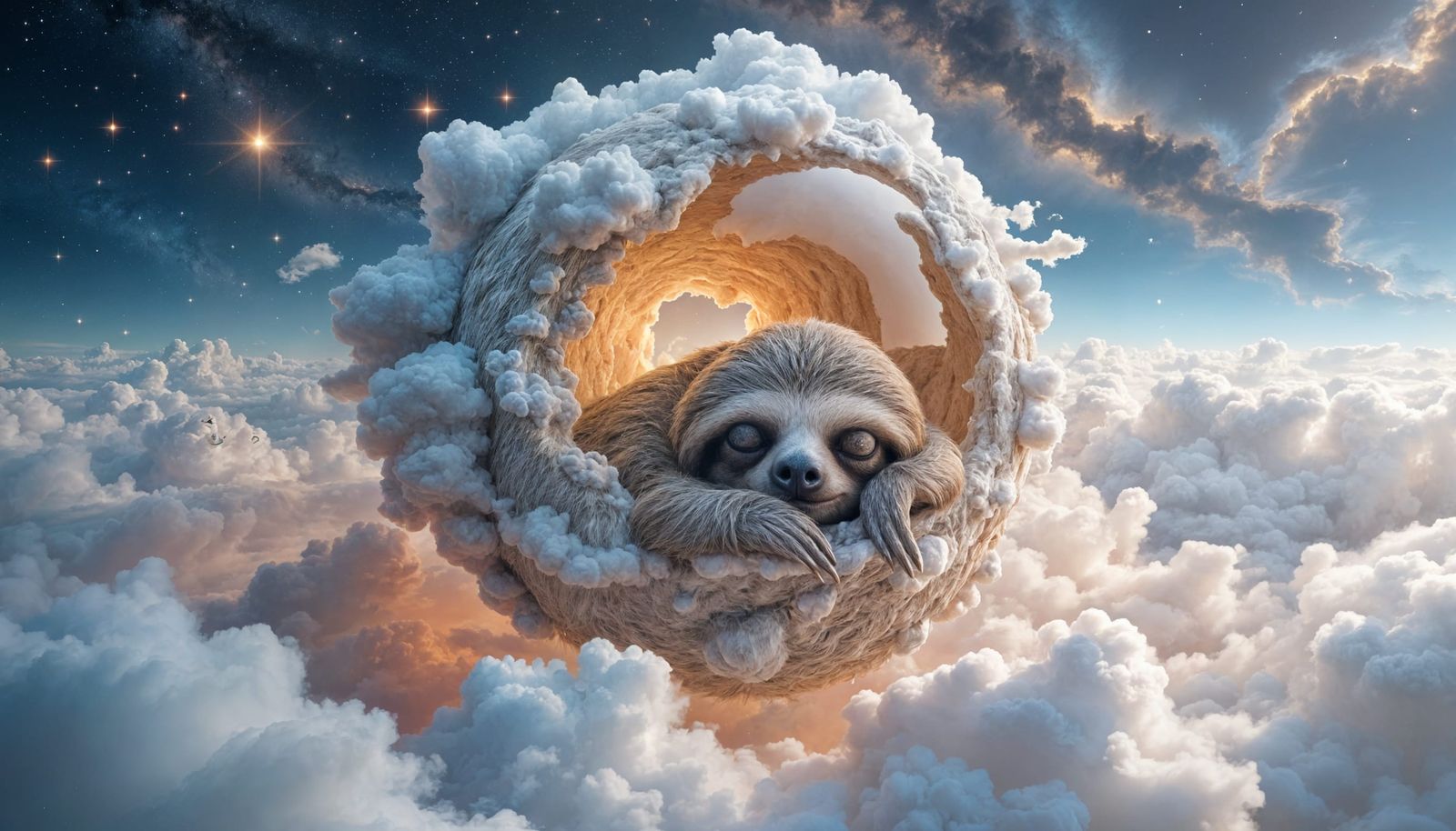 Storybook Sloth Napping in Orb Cloud ☁️📖🦥