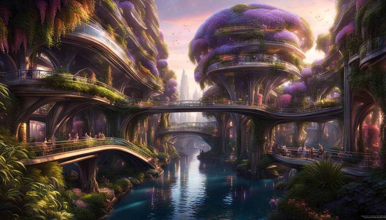 Utopian Cityscape - Solarpunk Gardens - AI Generated Artwork ...