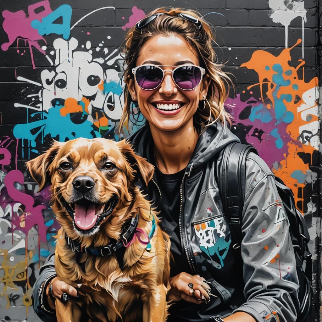 Woman smiling with her dog
