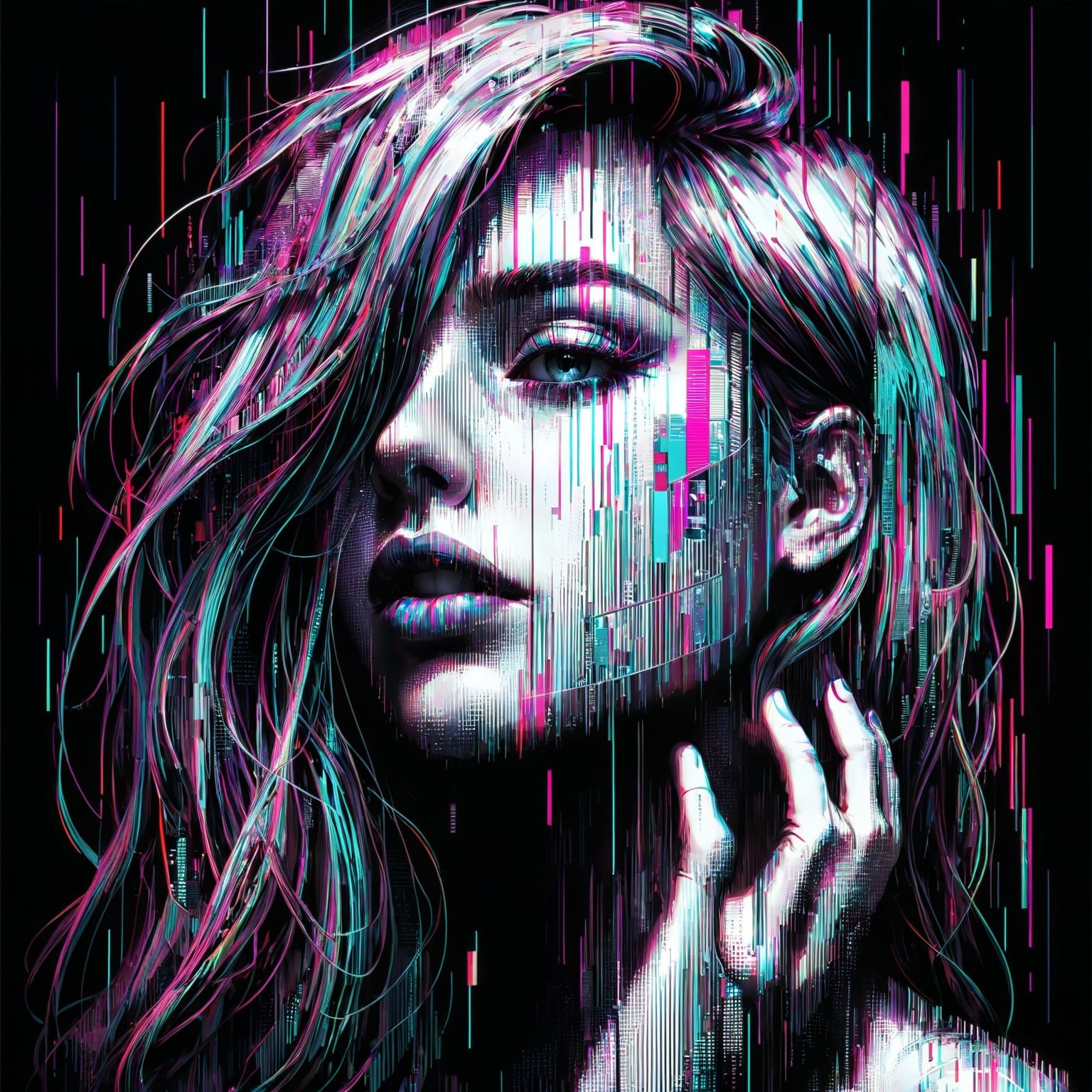 Glitch art portrait