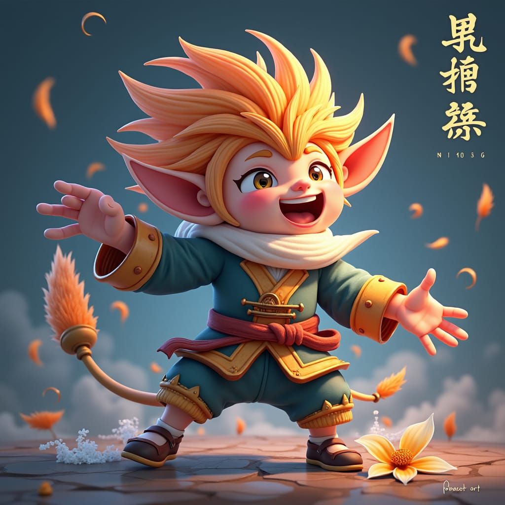 Bears Watching Airplane in Genshin Impact Style