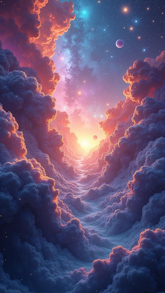 The void 8k resolution holographic astral cosmic illustration mixed media by Pablo Amaringo