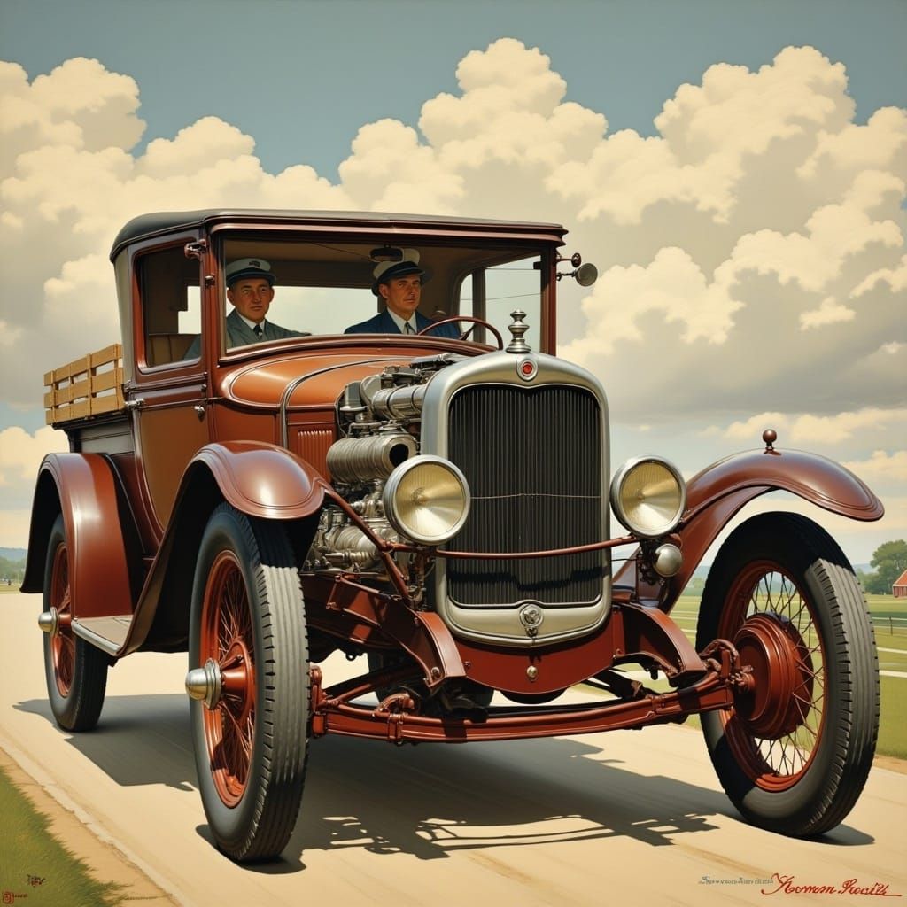 <lora:Norman Mockwell:1.0>
original 1926 painting of a 1926 Hotrod by Norman Rockwell, breath-taking, beautiful, painting, norman rockwell,...