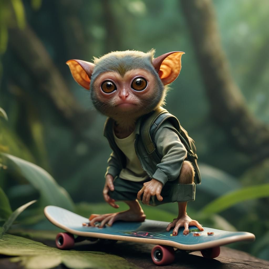 Philippine tarsier skateboarder