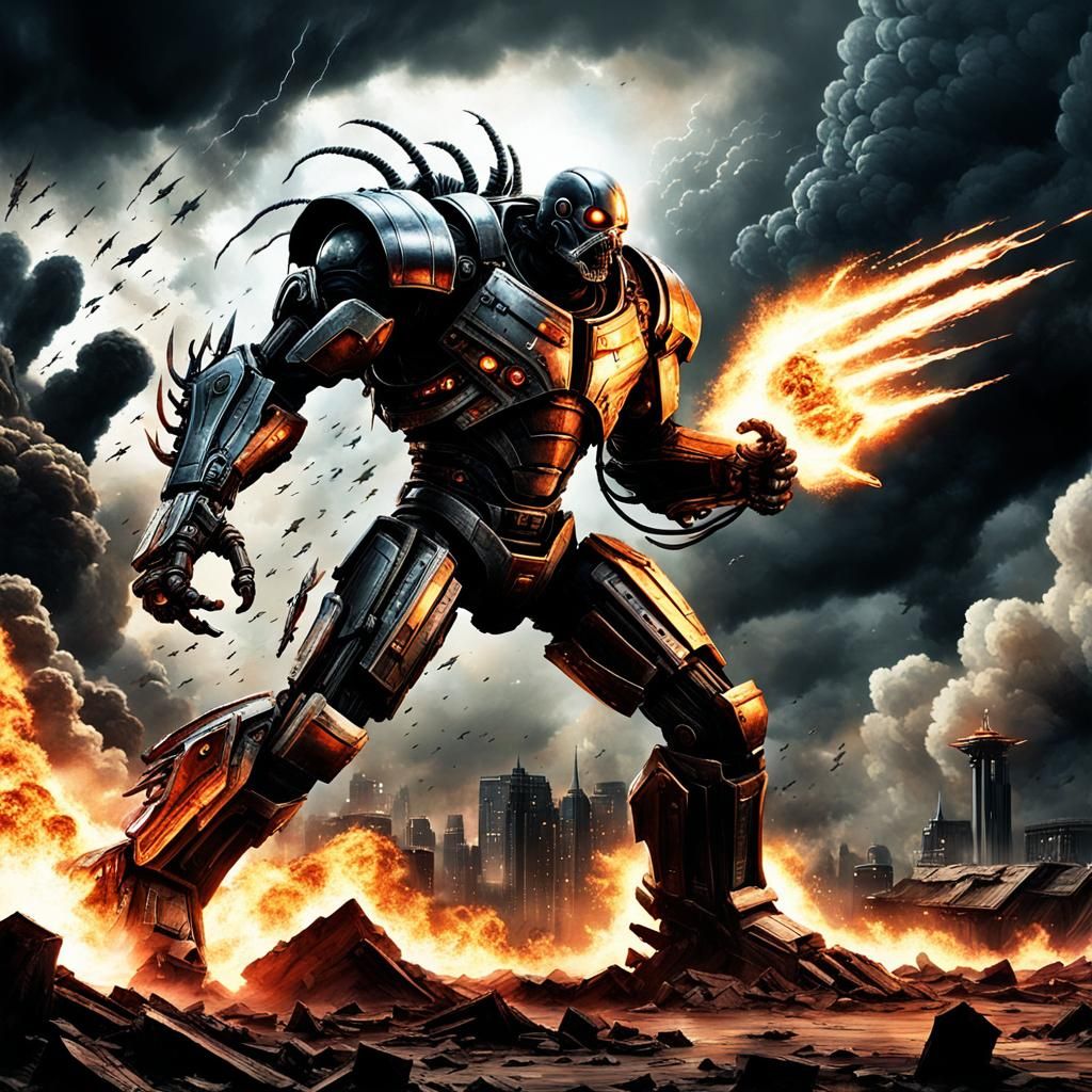 Faster than a bullet
Terrifying scream
Enraged and full of anger
He is half man and half machine
Rides the metal monster...