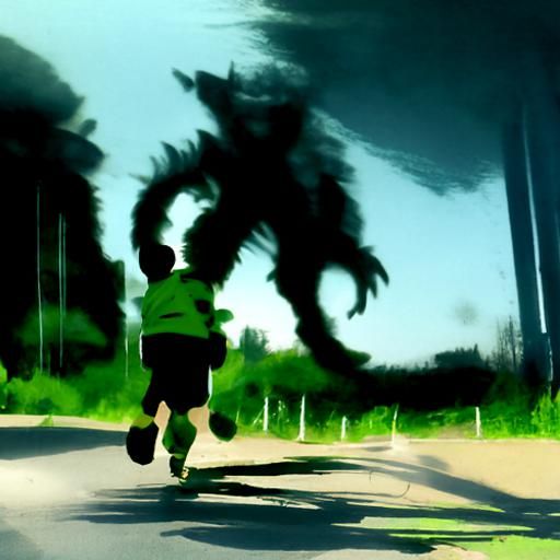 monster chasing boy