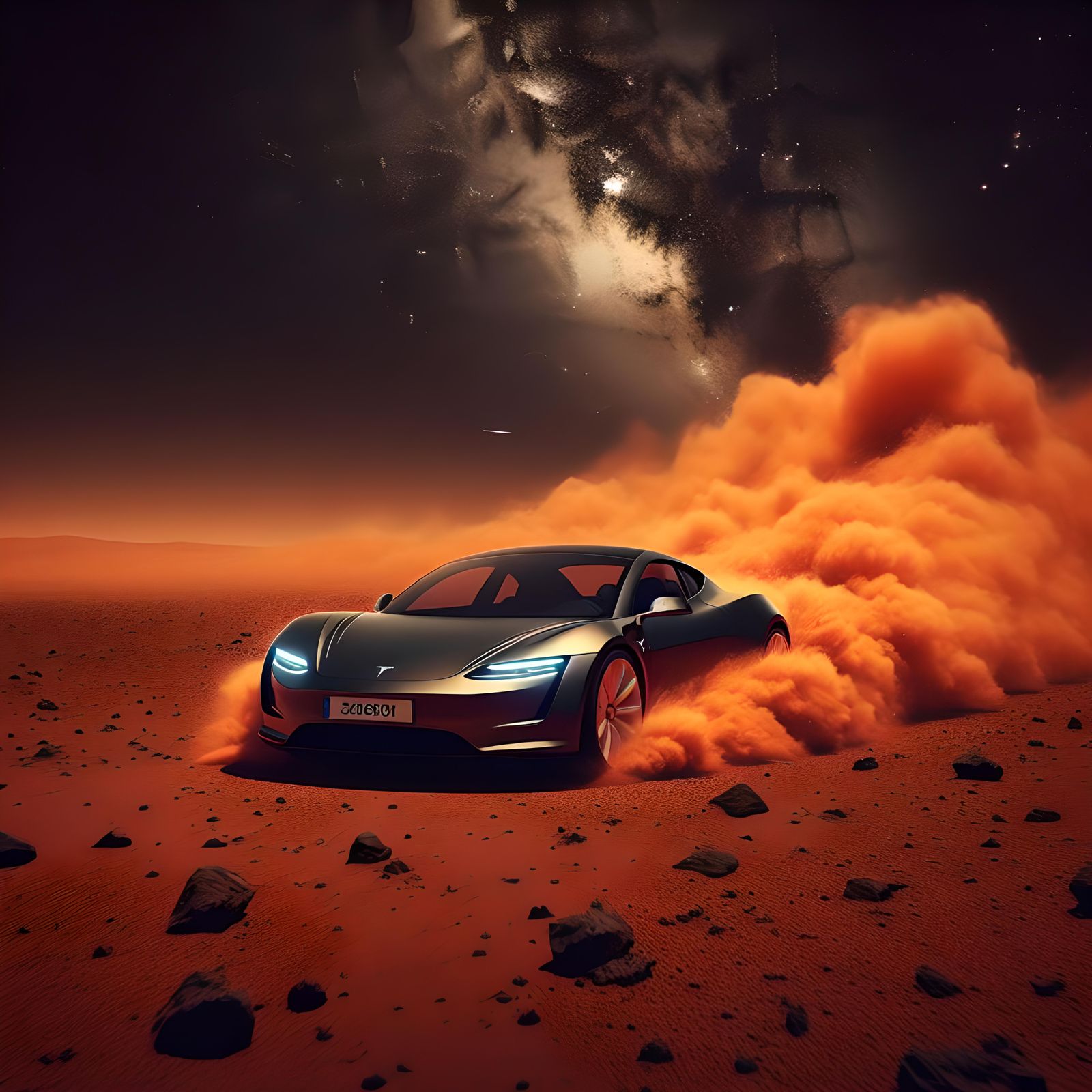 2020 Tesla Roadster On Mars