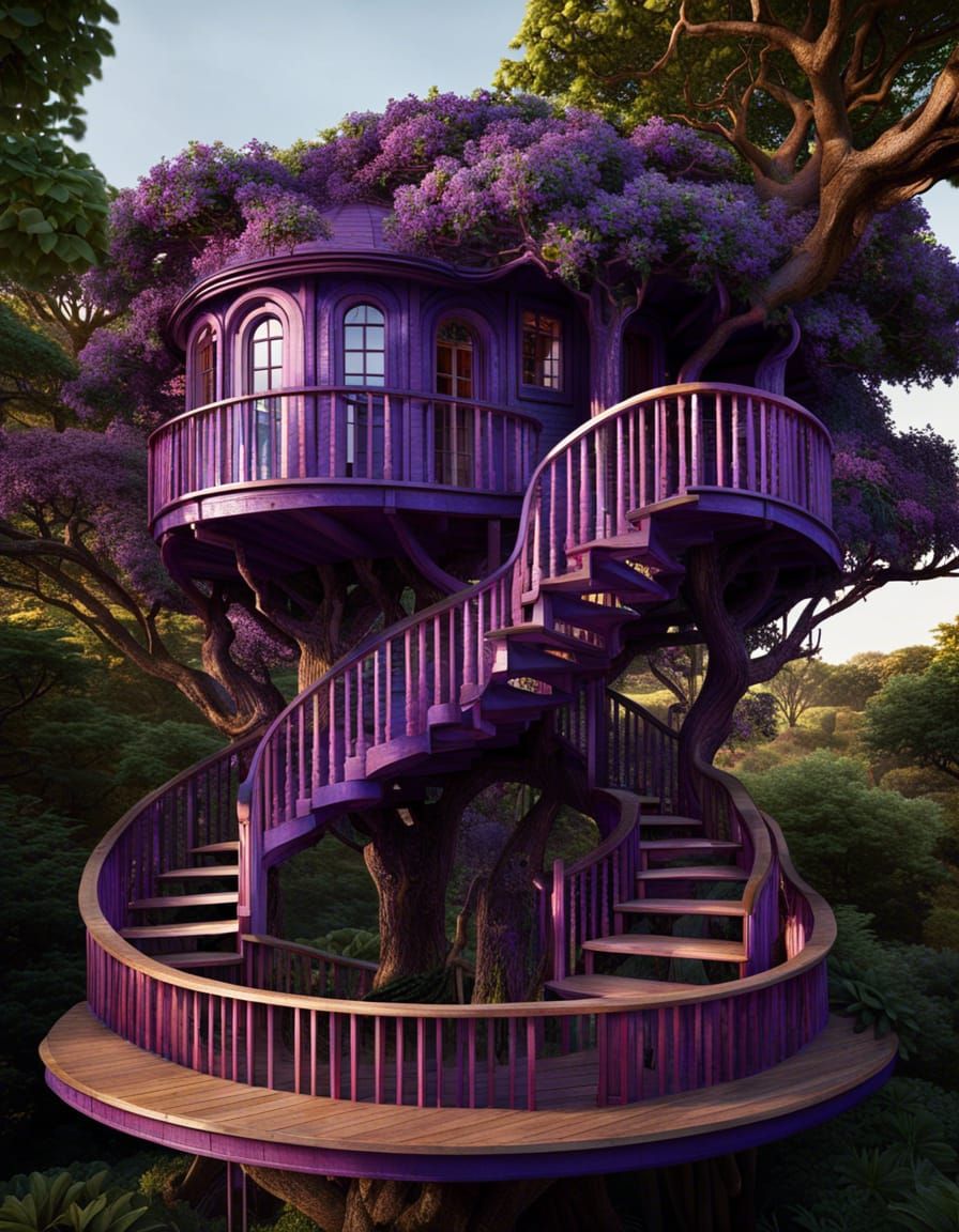 Tacky Purple Treehouse AI Generated Artwork NightCafe Creator