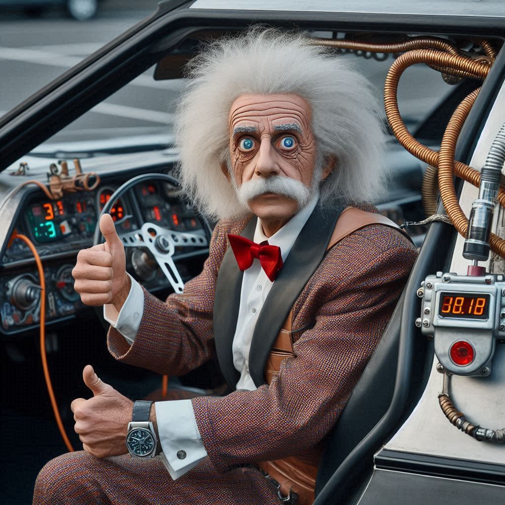 Albert Einstein in Delorean, B-96715