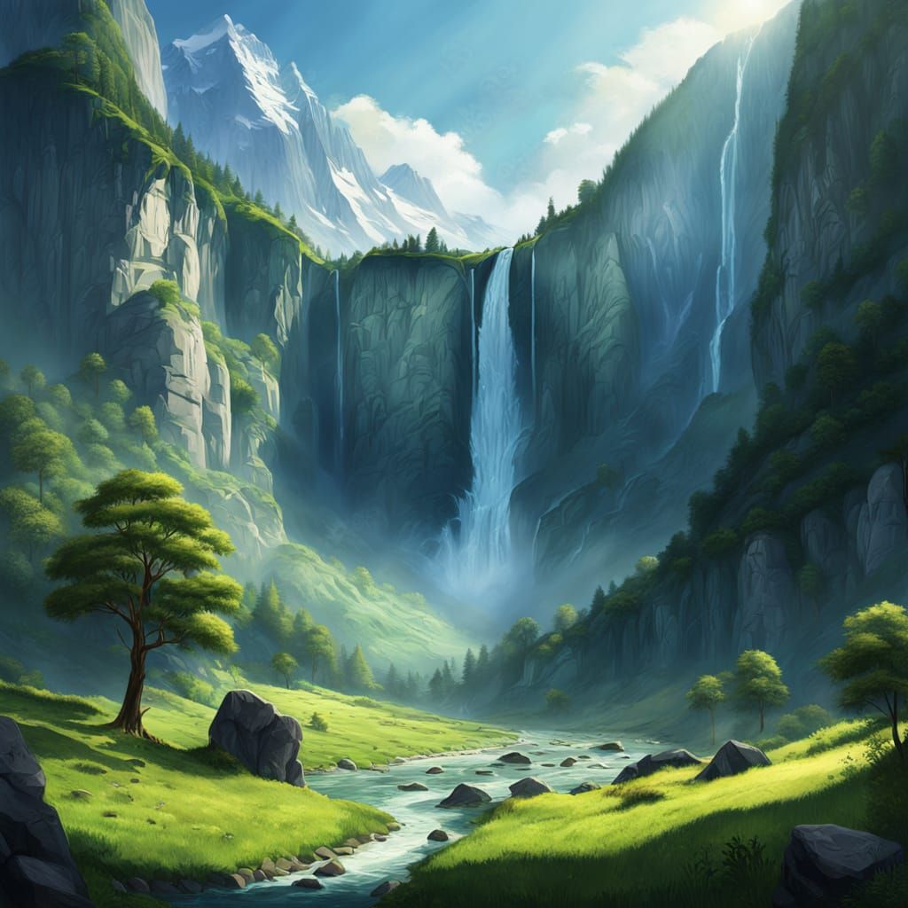 The Lauterbrunnen Valley

72 Waterfalls tumble from the vertical cliffs that surround it.

A U-shape ...  by @AnnaT1999