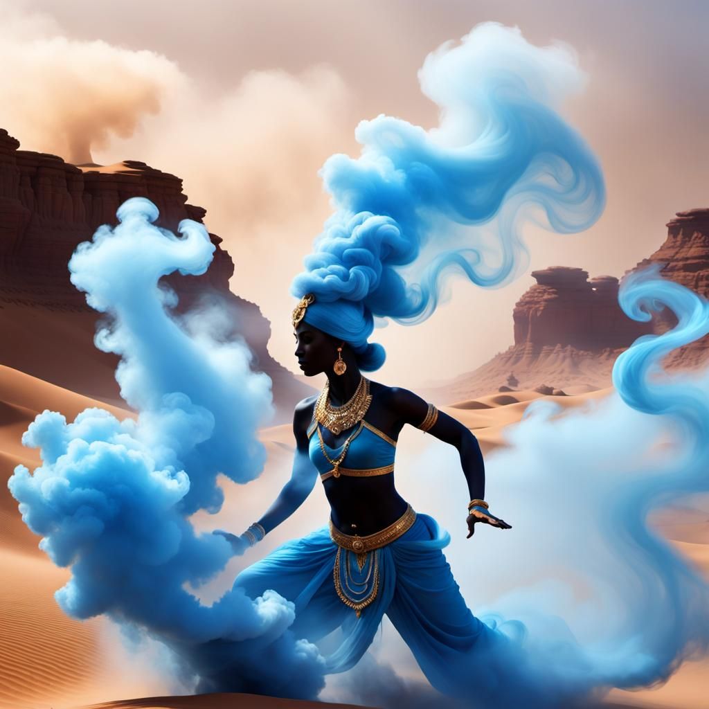 Smoke genie in the desert  by @That cinema teacher