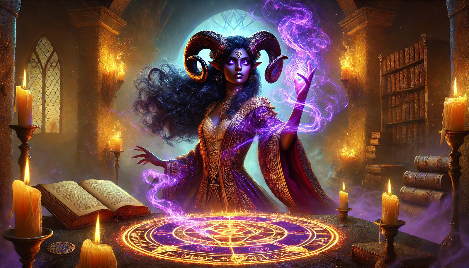Magician Tiefling casting a powerful spell
