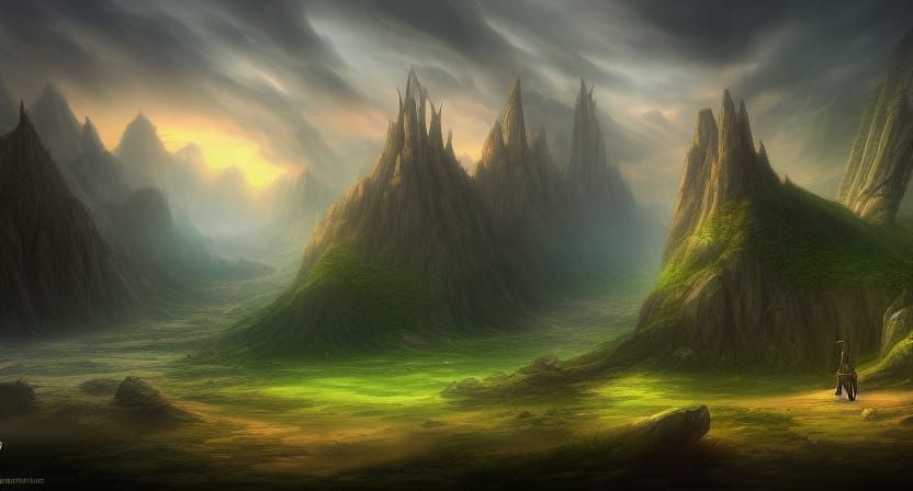 epic fantasy character art landscape