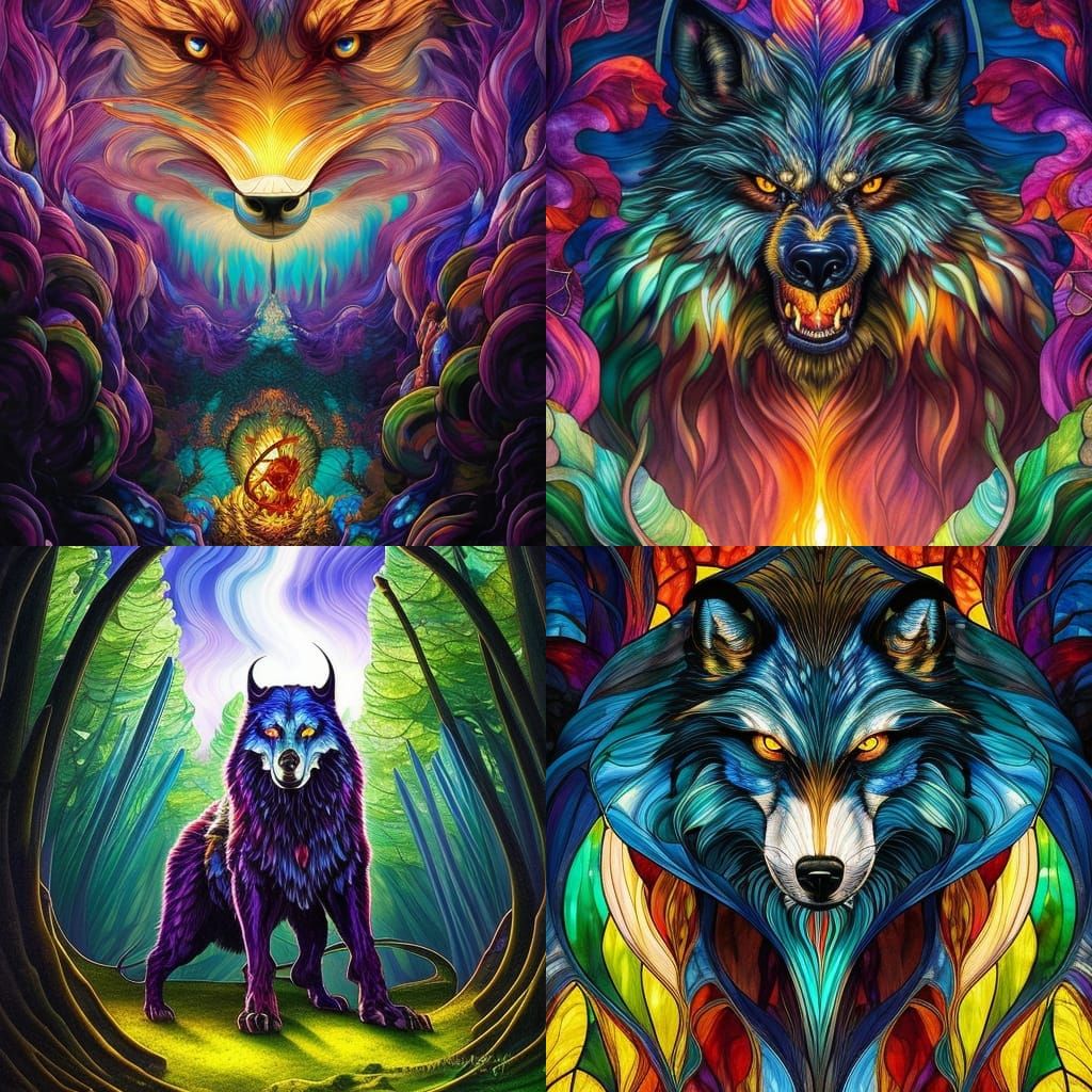 Scary stained glass Werewolf, Dan Mumford, Cyril Rolando, MW Kaluta ...