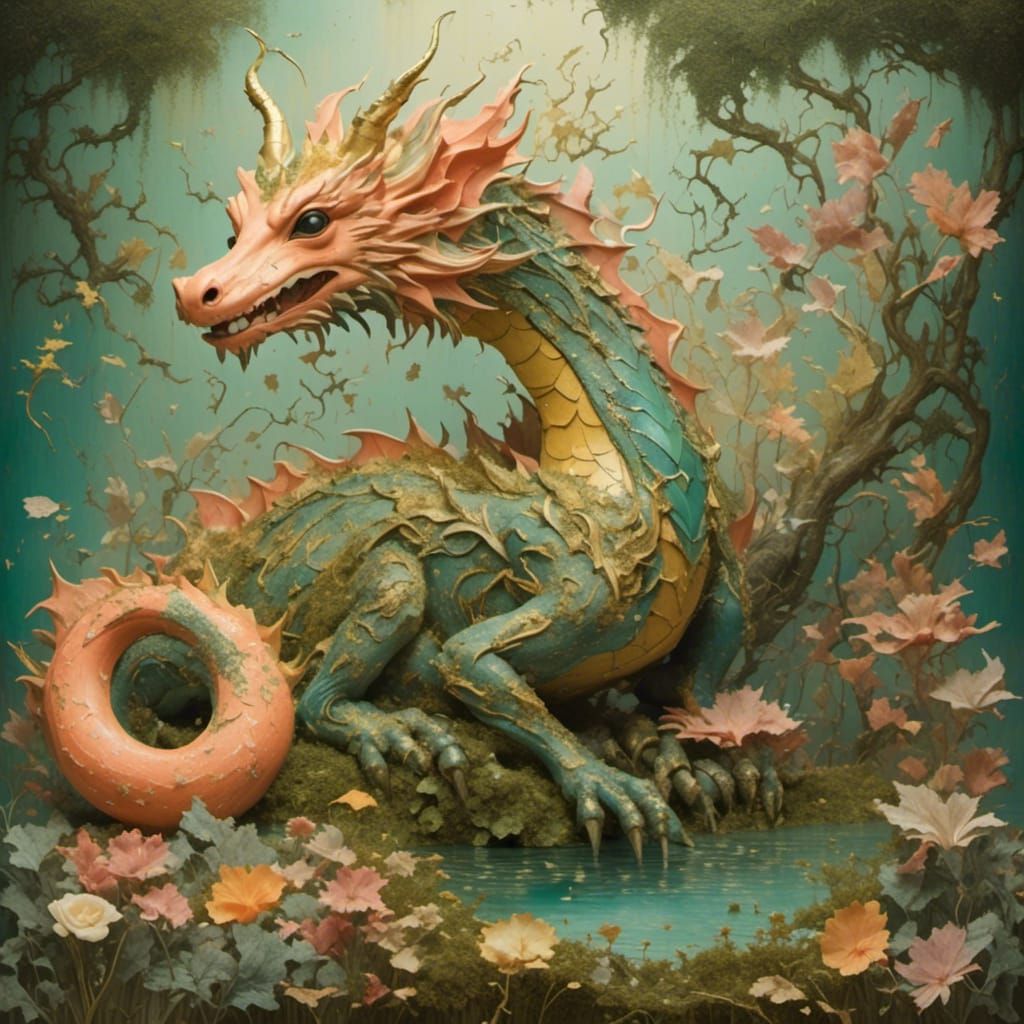 Whimsical Dragon Bubbles in Fantasy Swamp