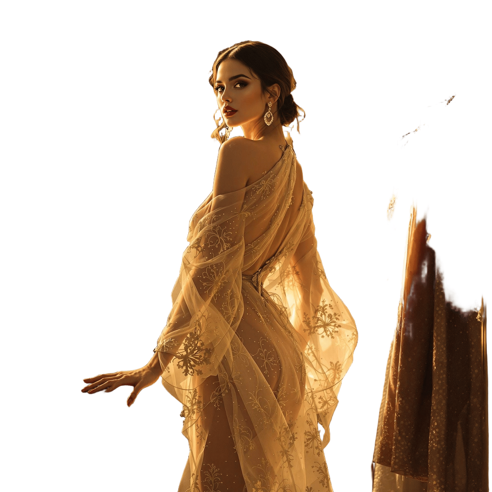 Women's Clothing Store with Saleswoman in Transparent Dress