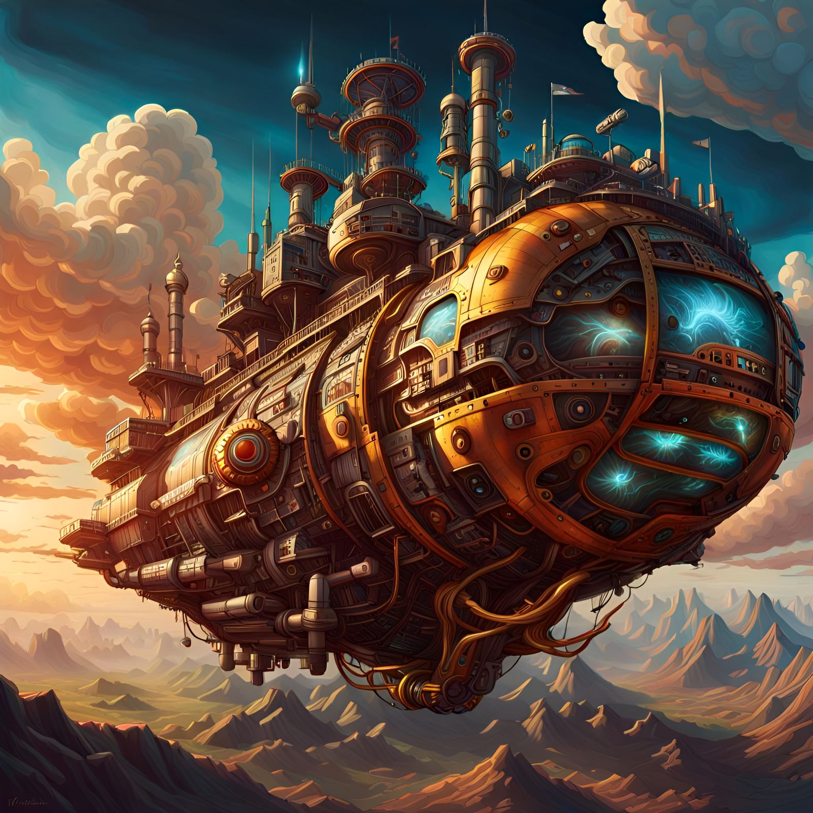 Explorer: The Flying Steampunk City v3 - AI Generated Artwork ...