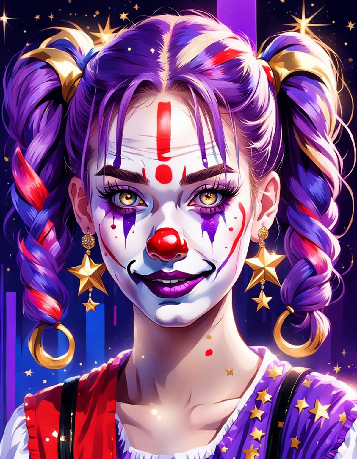 Girl with Purple Hair Made up as Mime/Clown - AI Generated Artwork ...