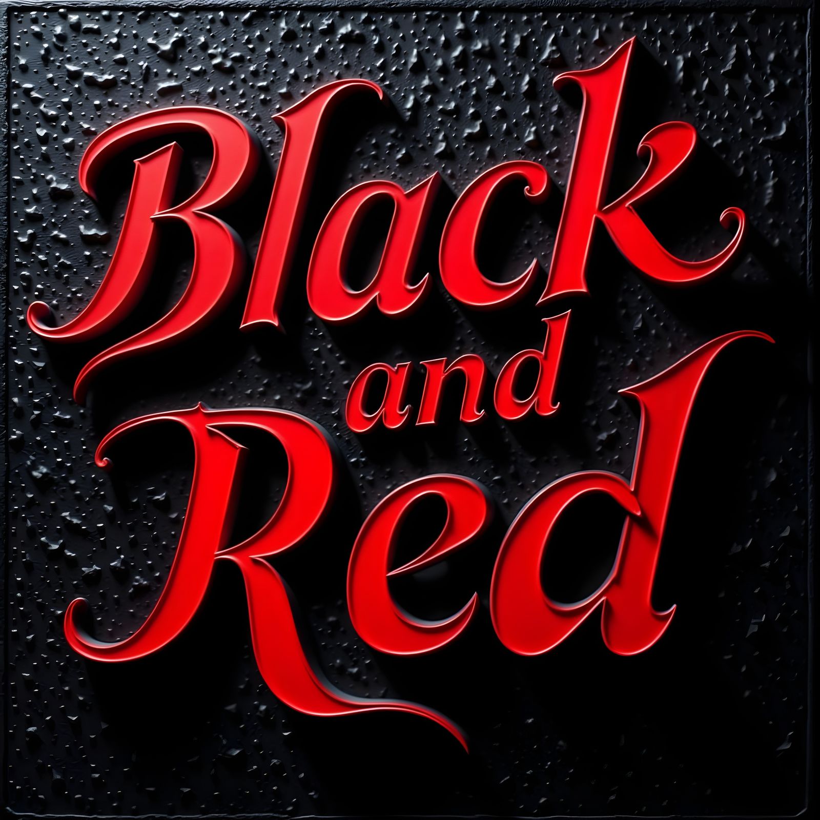 <lora:Black-Red Textures:1.0> the words "Black and Red" written in script in black and red, concave and convex, mc escher texture surreal