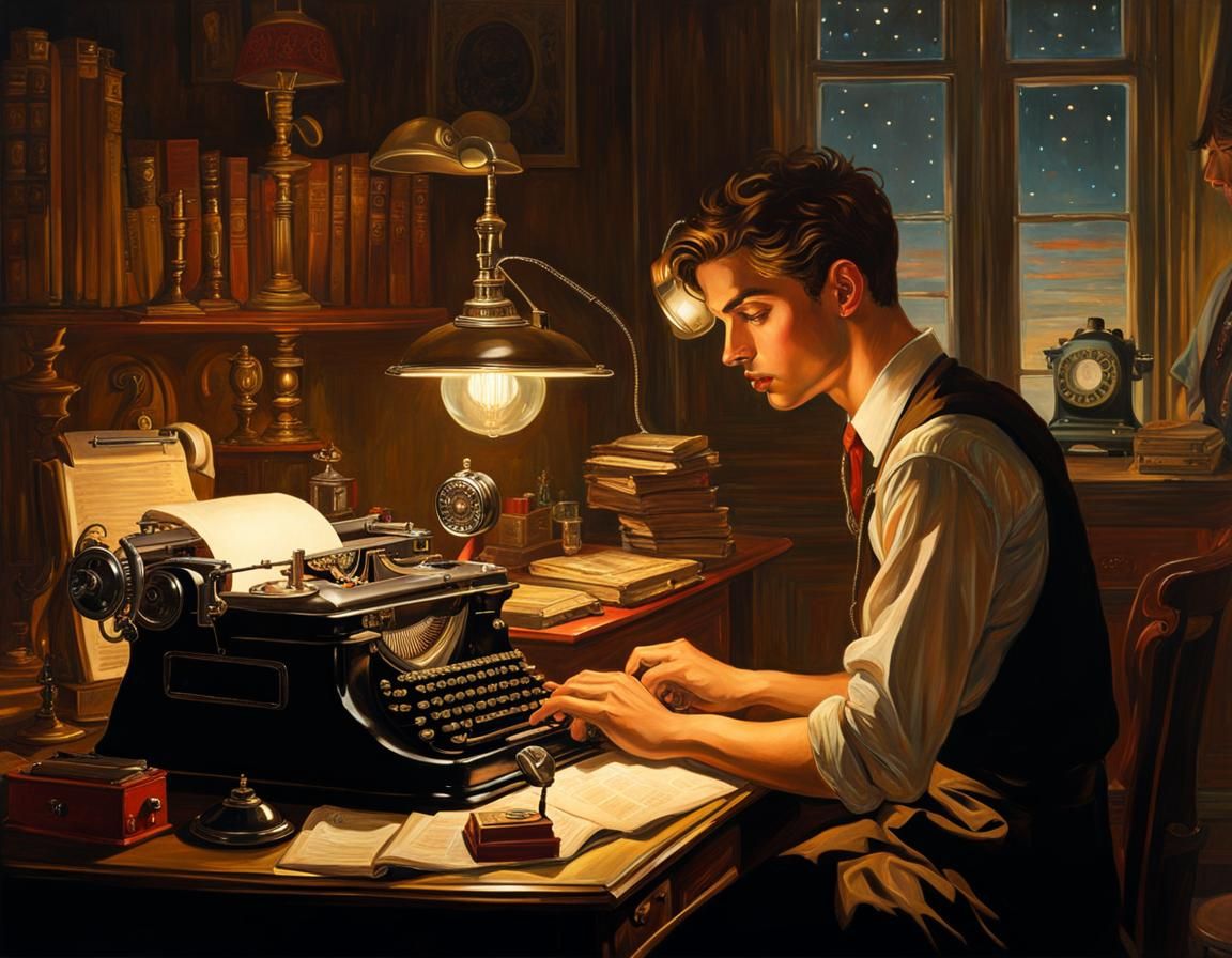 An Author Using an Old Fashioned Typewriter  by @MagisterLudorum