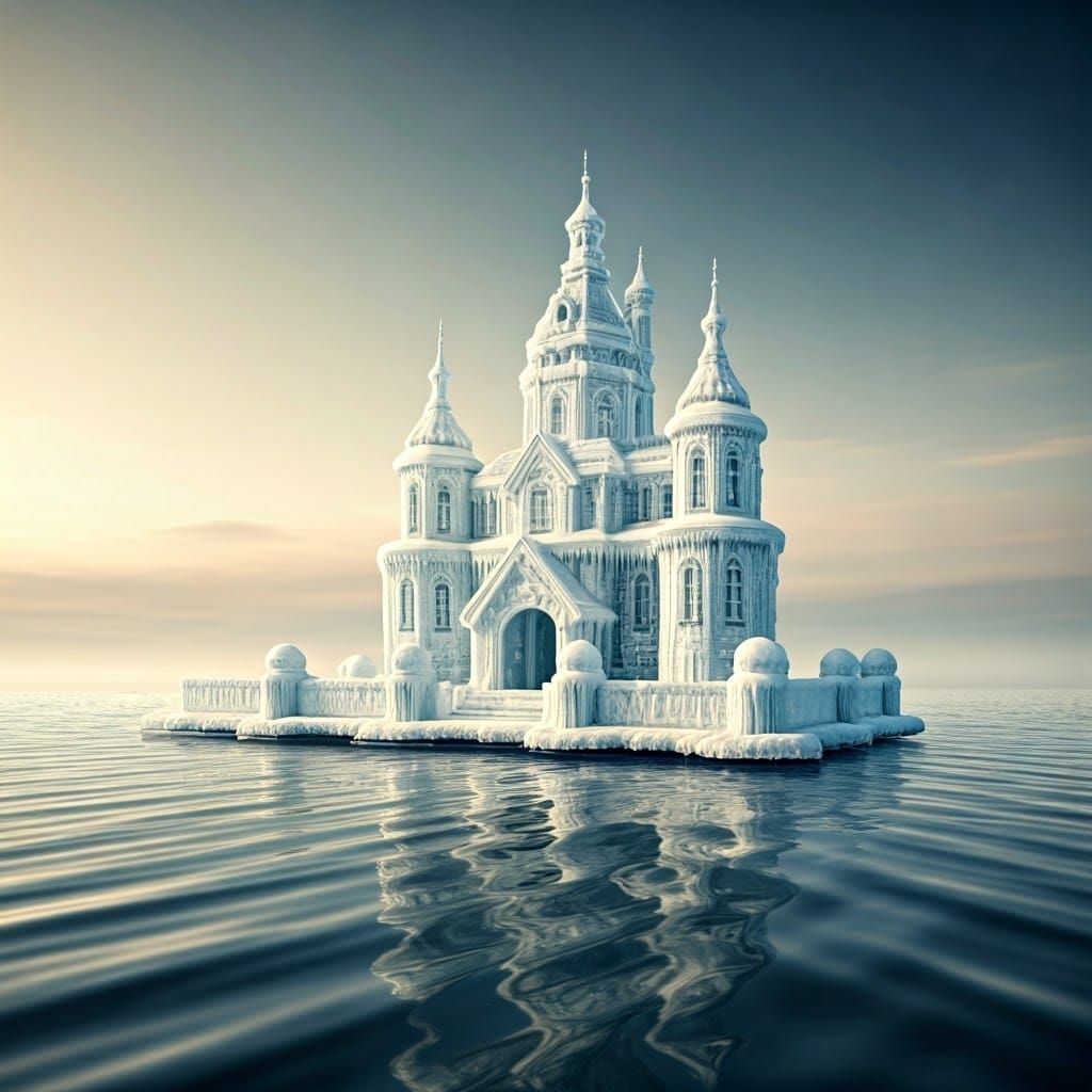 Ethereal Ice Palace Melts into Serene Lake